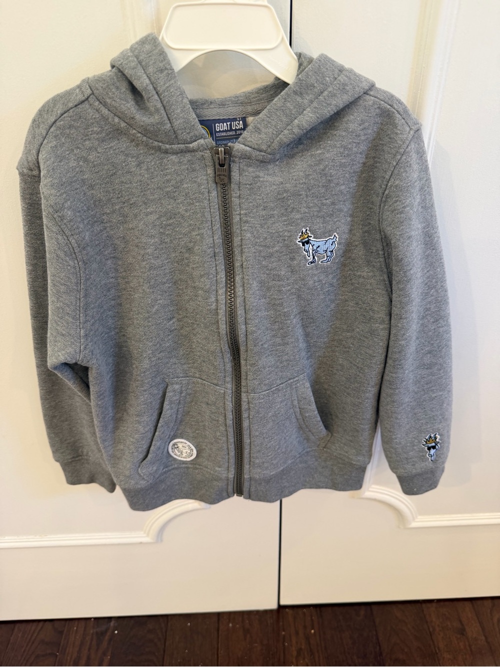 Kids' Gray GOAT Zip-Up Hoodie size 5T